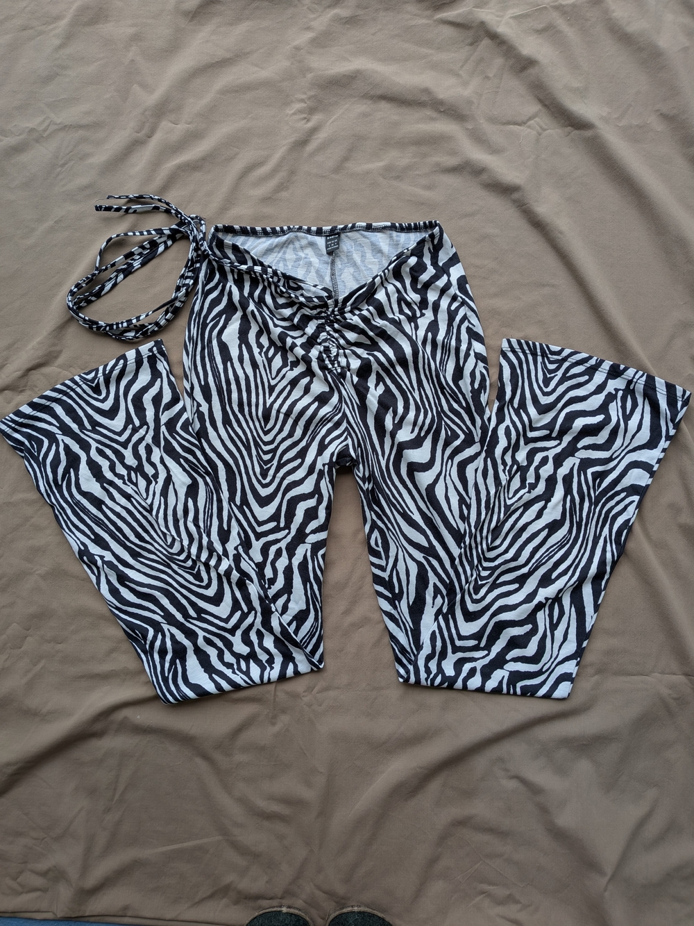 SHEIN Black & White Zebra Boot-Cut Pants